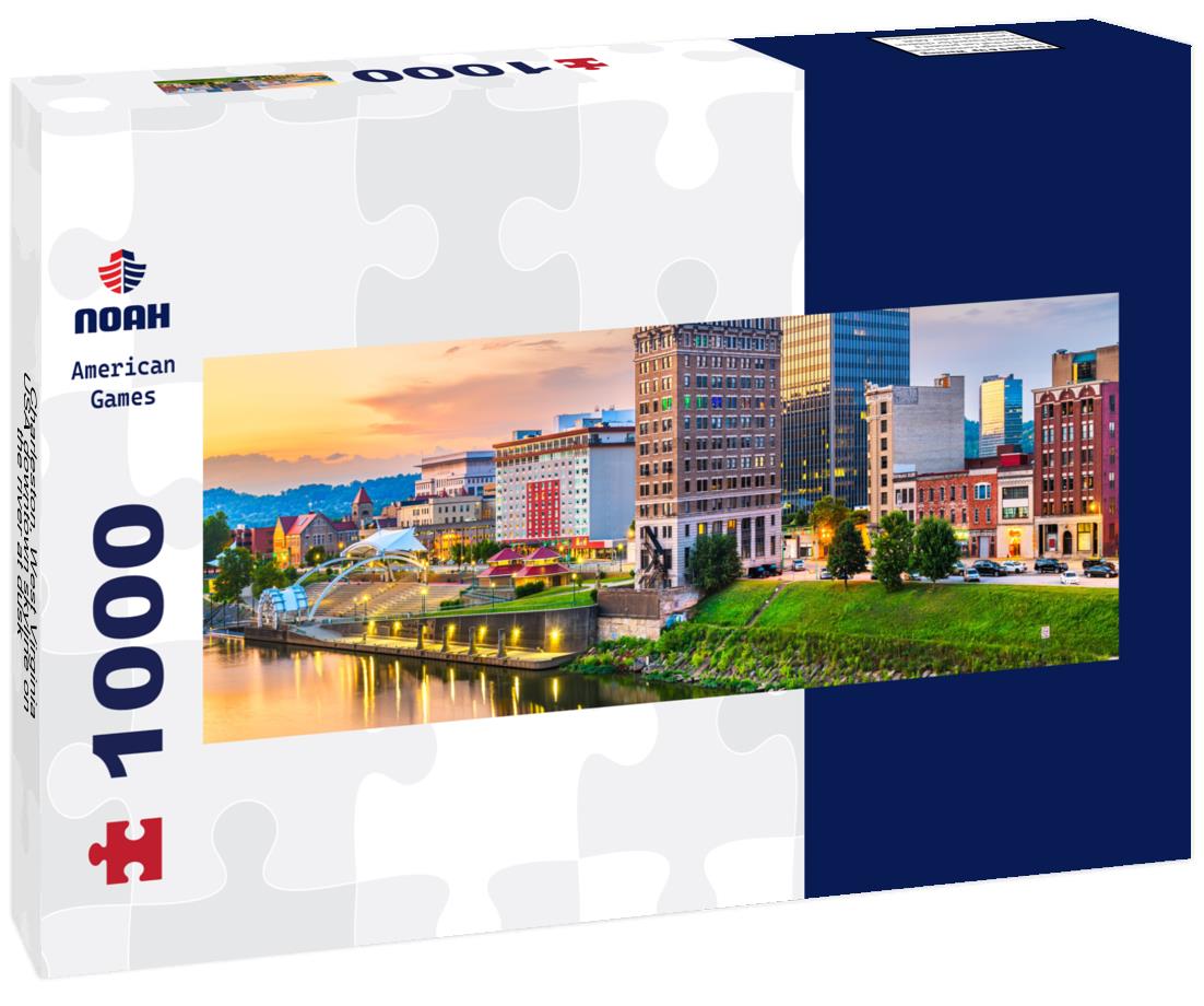 Noah Jigsaw Puzzle Charleston, West Virginia, USA downtown skyline on the river at dusk panorama 1000 pieces