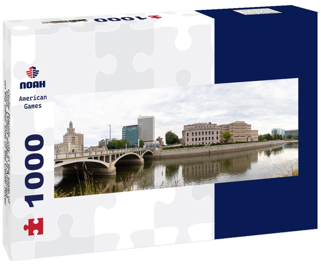 Noah Jigsaw Puzzle Cedar Rapids, city in the state of Iowa, United States of America, on the other side of the Cedar River panorama 1000 pieces