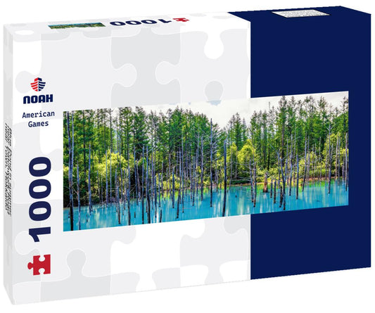 Noah Jigsaw Puzzle Blue Pond in summer, near Patchwork Road, near Town, Hokkaido, Japan panorama 1000 pieces