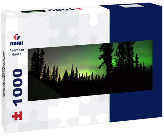 Noah Jigsaw Puzzle Aurora Borealis in North Star Borough of Fairbanks, Alaska - Harding Lake, Salcha panorama 1000 pieces
