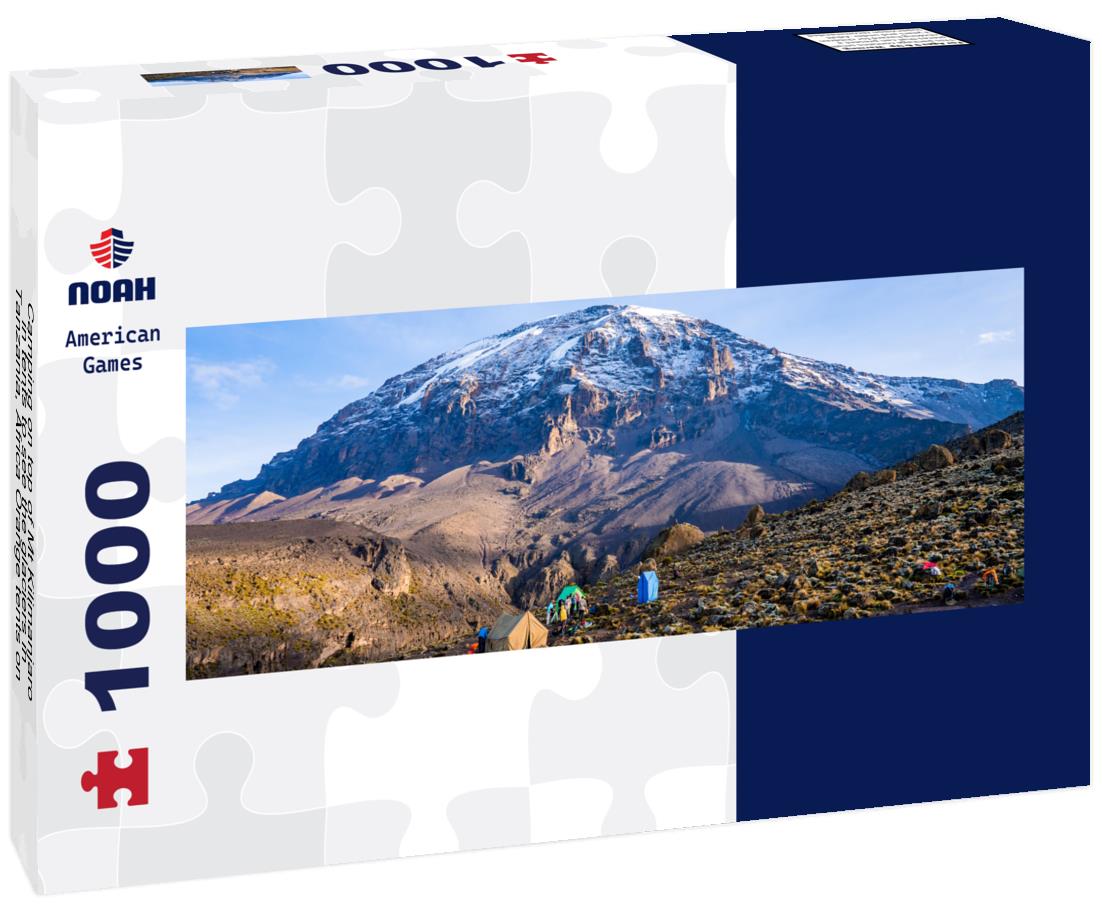 Noah Jigsaw Puzzle Camping on top of Mt Kilimanjaro in tents to see the glaciers in Tanzania, Africa Orange tents on the way to Uhuru Peak panorama 1000 pieces