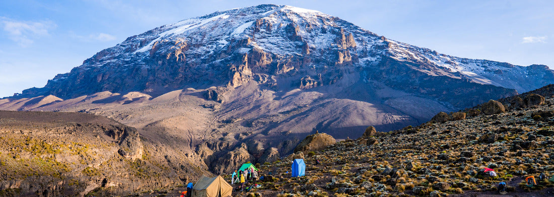 Noah Jigsaw Puzzle Camping on top of Mt Kilimanjaro in tents to see the glaciers in Tanzania, Africa Orange tents on the way to Uhuru Peak panorama 1000 pieces
