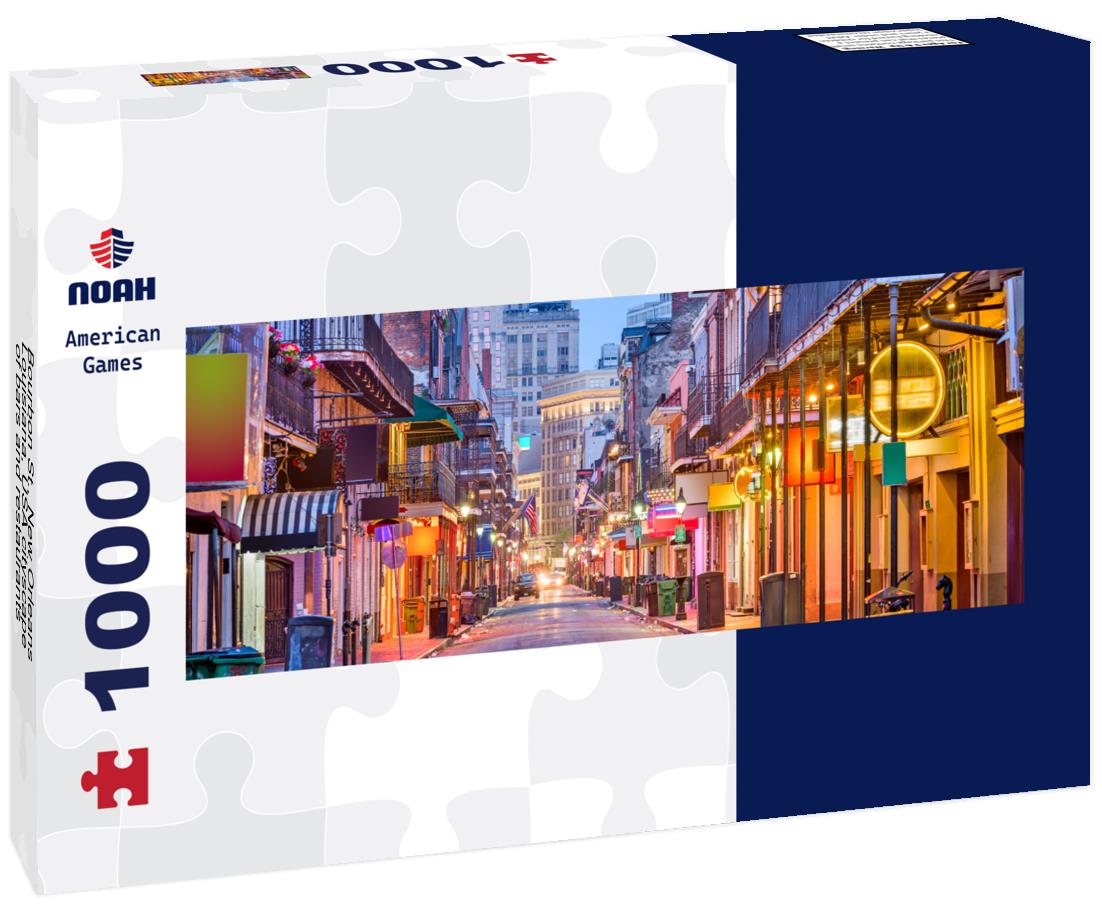 Noah Jigsaw Puzzle Bourbon St., New Orleans, Louisiana, USA cityscape of bars and restaurants at dusk panorama 1000 pieces