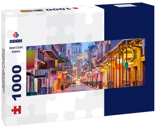 Noah Jigsaw Puzzle Bourbon St., New Orleans, Louisiana, USA cityscape of bars and restaurants at dusk panorama 1000 pieces