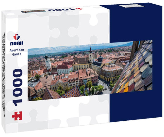 Noah Jigsaw Puzzle Aerial view from Saint Mary Lutheran Cathedral in Sibiu city in Romania with Council Tower and Holy Trinity Roman-Catholic Church panorama 1000 pieces
