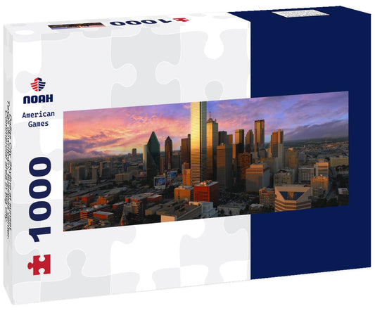 Noah Jigsaw Puzzle Dallas City Skyline at sunset, Texas downtown, business center. Commercial area in big city. View from the Reunion Tower panorama 1000 pieces