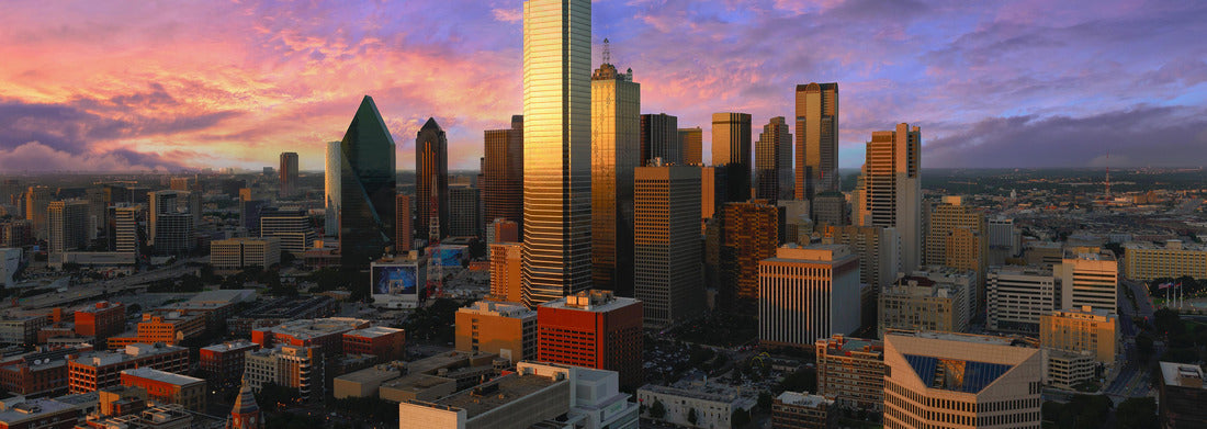 Noah Jigsaw Puzzle Dallas City Skyline at sunset, Texas downtown, business center. Commercial area in big city. View from the Reunion Tower panorama 1000 pieces