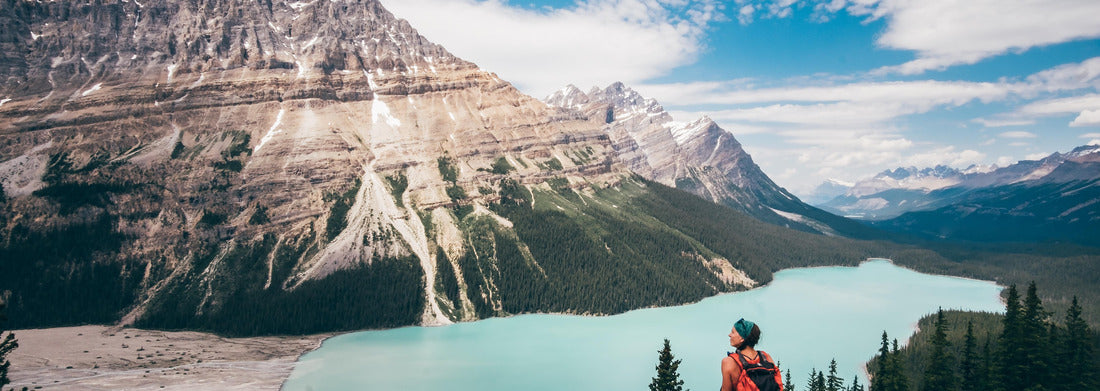 Noah Jigsaw Puzzle Girls enjoying a beautiful mountain lake. Peyto Lake, Canadian Rockies, Alberta, Canada panorama 1000 pieces