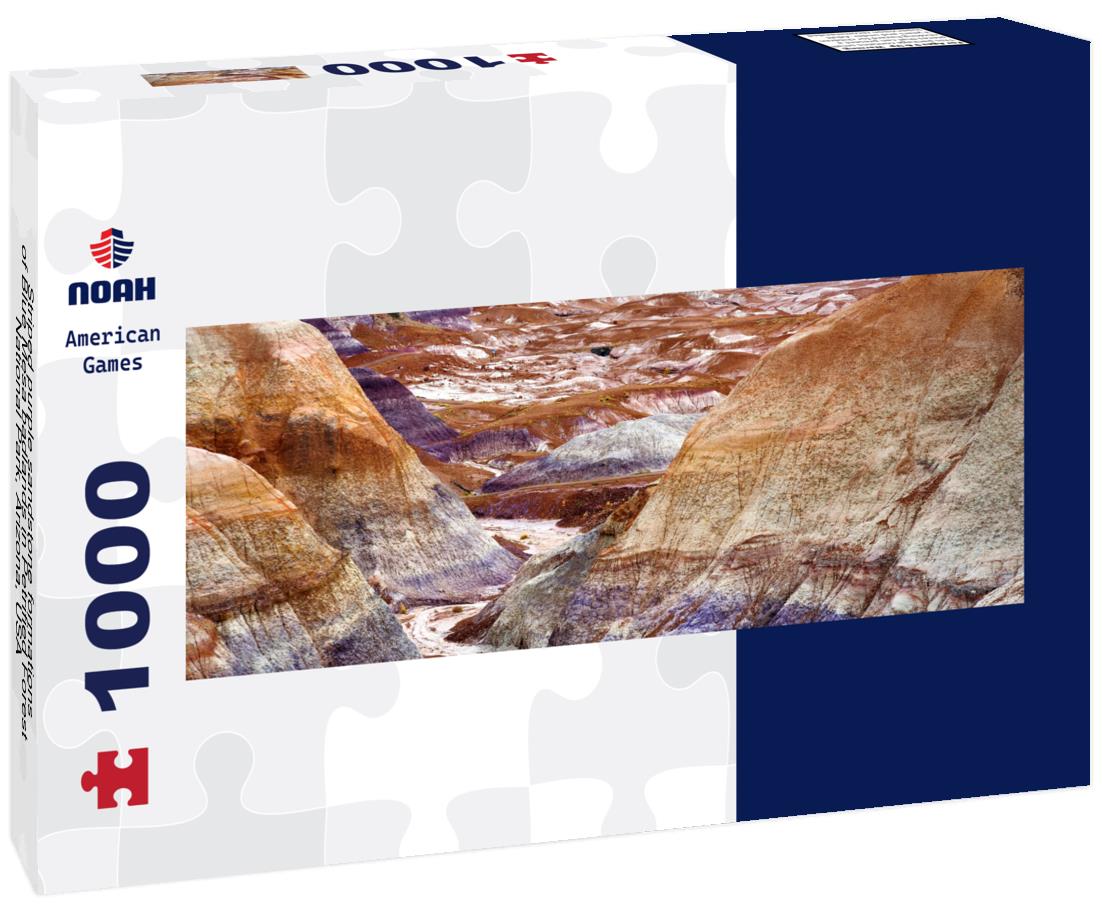 Noah Jigsaw Puzzle Striped purple sandstone formations of Blue Mesa badlands in Petrified Forest National Park, Arizona, USA panorama 1000 pieces