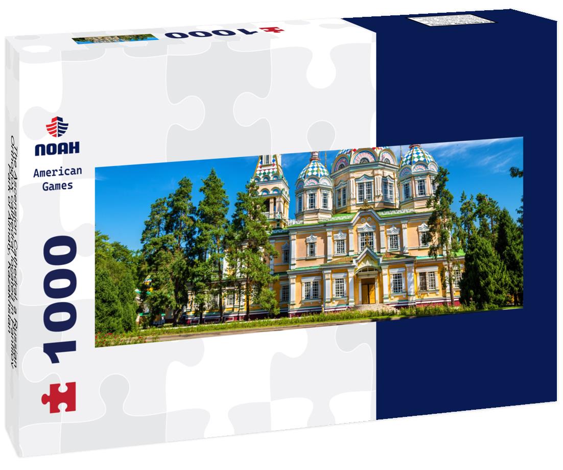 The Ascension Cathedral, a Russian Orthodox cathedral located in Panfilov Park of Almaty, Kazakhstan 1000pc Panoramic Puzzle