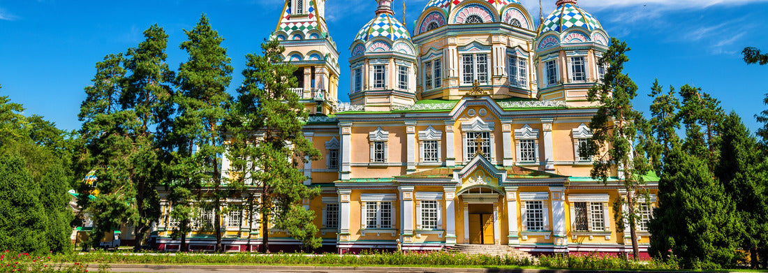 The Ascension Cathedral, a Russian Orthodox cathedral located in Panfilov Park of Almaty, Kazakhstan 1000pc Panoramic Puzzle