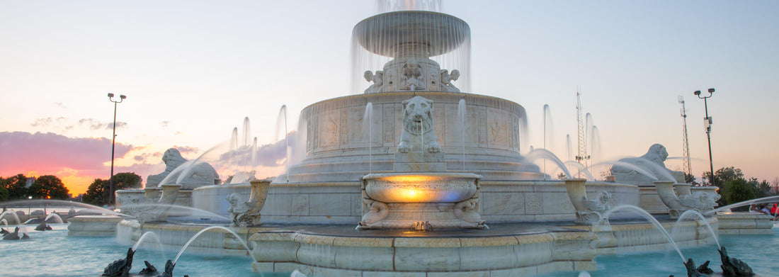 Noah Jigsaw Puzzle Detroit Fountain at Belle Isle during sunset panorama 1000 pieces