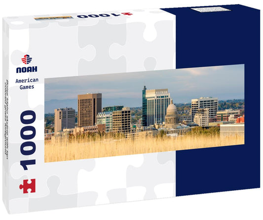 Noah Jigsaw Puzzle Boise Idaho skyline with tan colored grass foreground panorama 1000 pieces