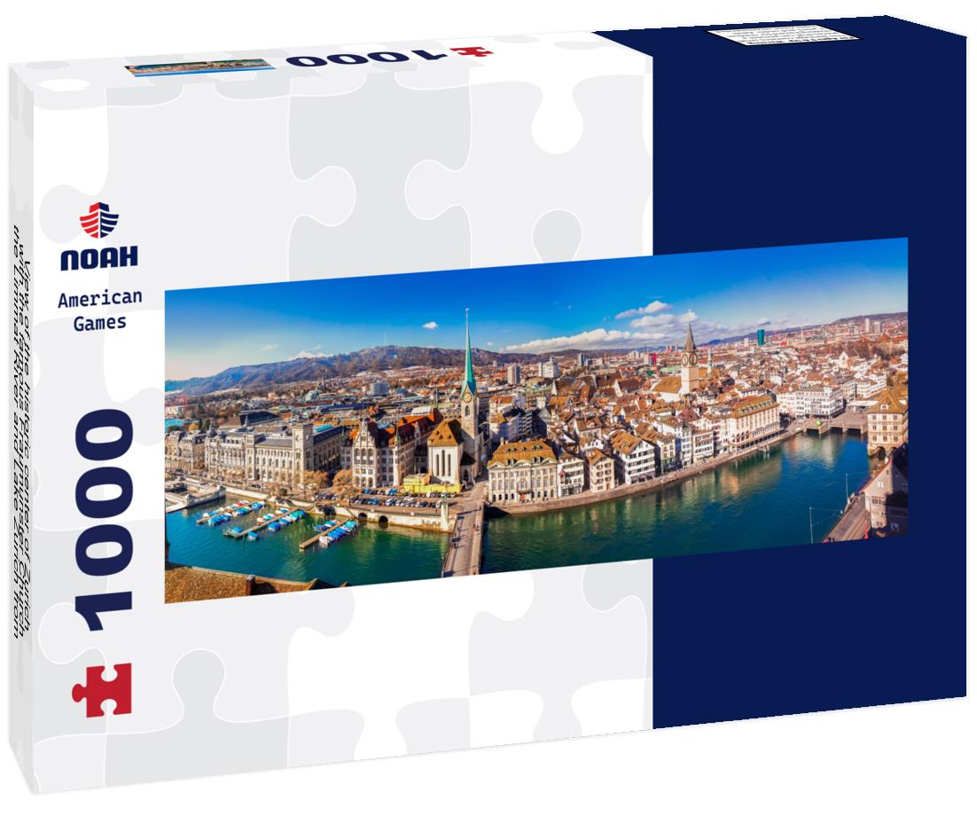 Noah Jigsaw Puzzle View of the historic center of Zurich with the famous Fraumunster Church, the Limmat River and Lake Zurich from the Grossmunster Church, Switzerland panorama 1000 pieces