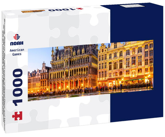 Noah Jigsaw Puzzle Brussels, Belgium. Big night scene of Grand Place and Maison du Roi, one of Europe's most beautiful historic squares and an unmissable sight of Brussels attractions panorama 1000 pieces