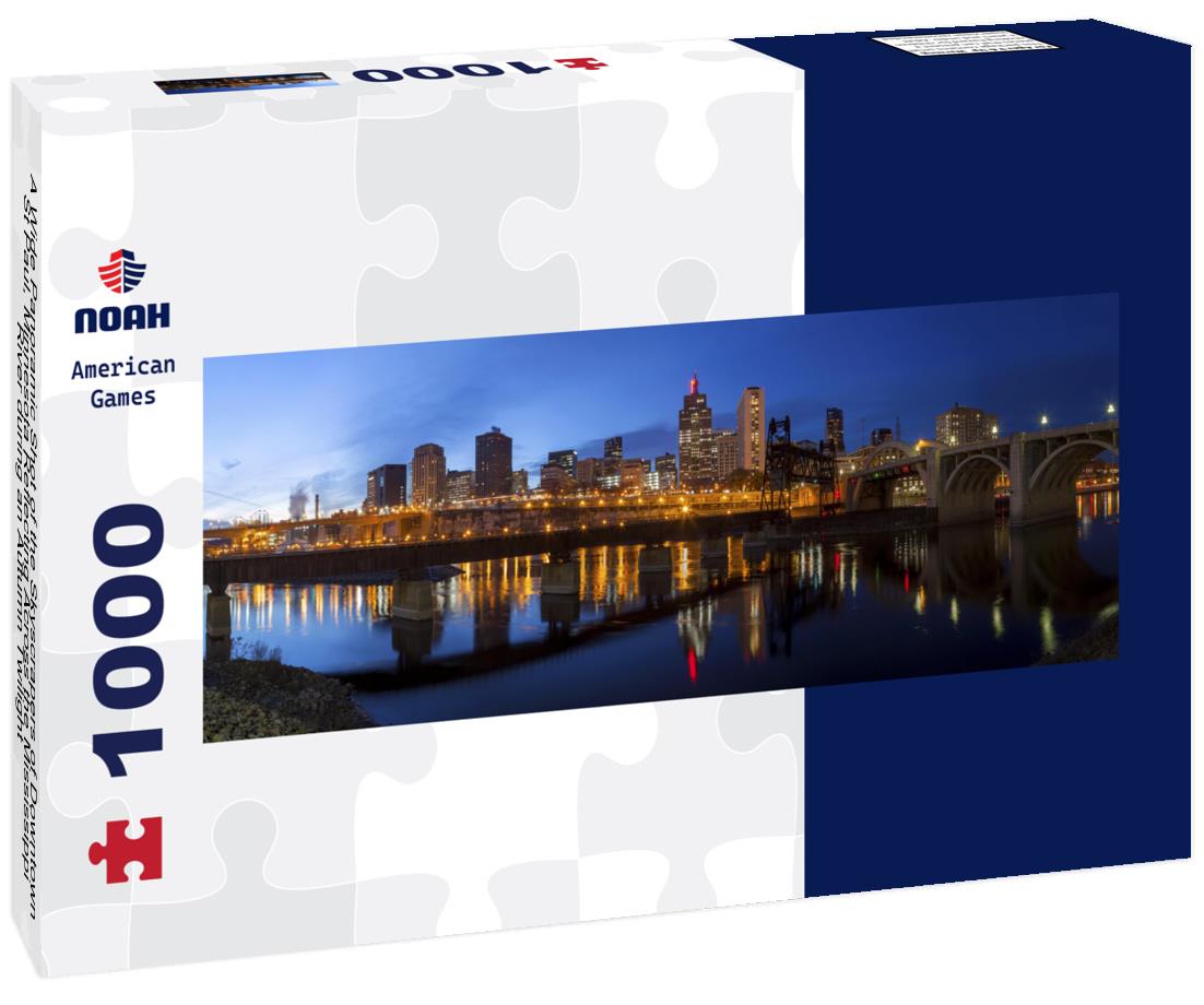 Noah Jigsaw Puzzle A Wide Panoramic Shot of the Skyscrapers of Downtown St Paul, Minnesota Reflecting Across the Mississippi River during an Autumn Twilight panorama 1000 pieces