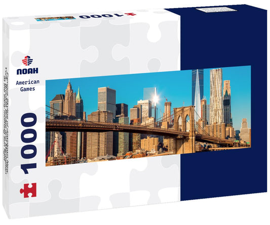 Noah Jigsaw Puzzle Famous Skyline of downtown New York, Brooklin Bridge and Manhattan at the early morning sun light , New York City, USA panorama 1000 pieces