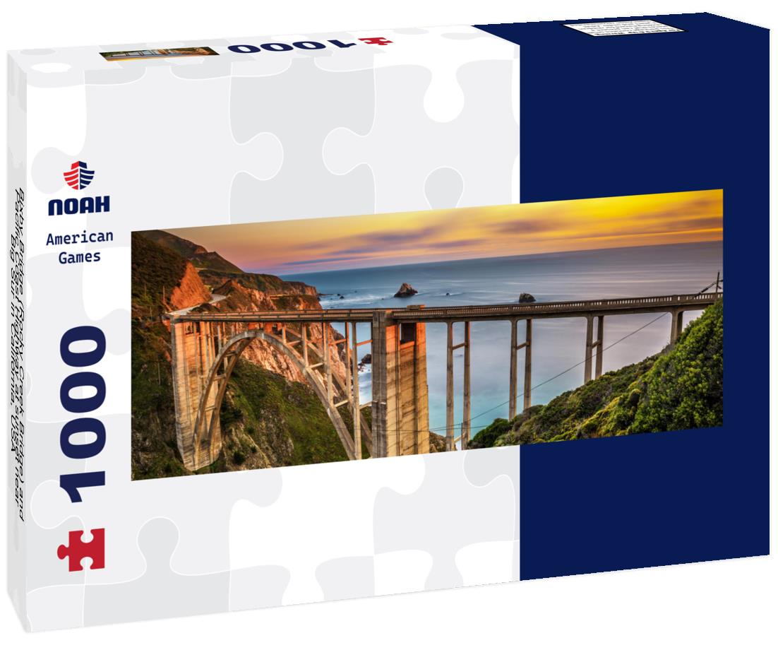 Noah Jigsaw Puzzle Bixby Bridge (Rocky Creek Bridge) and Pacific Coast Highway at sunset near Big Sur in California, USA panorama 1000 pieces