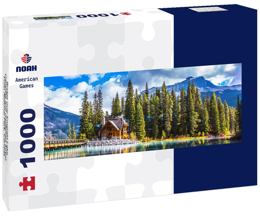 Noah Jigsaw Puzzle Bridge over Emerald Lake. Camping and coniferous forest. Yoho National Park, Canada panorama 1000 pieces