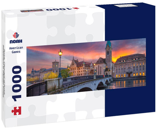 Noah Jigsaw Puzzle Zurich. Cityscape of Zurich, Switzerland at dramatic sunset panorama 1000 pieces