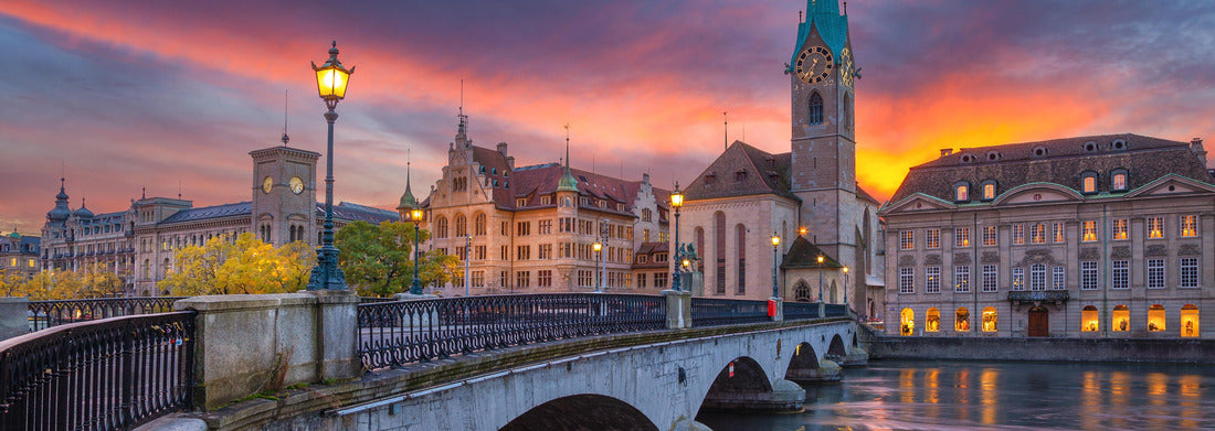 Noah Jigsaw Puzzle Zurich. Cityscape of Zurich, Switzerland at dramatic sunset panorama 1000 pieces