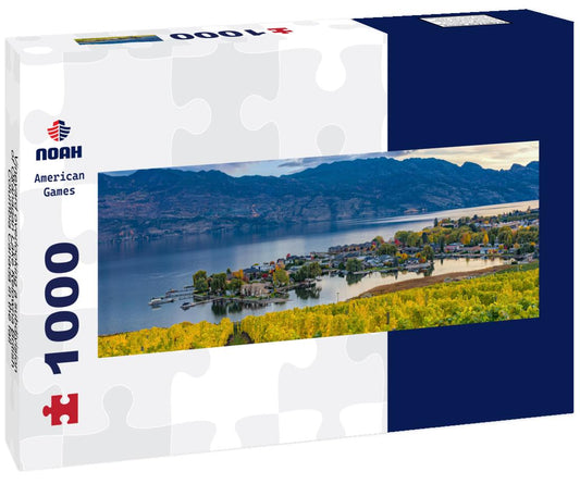 Noah Jigsaw Puzzle Vineyard overlooking a subdivision of Okanagan Lake Kelowna British Columbia Canada in the fall panorama 1000 pieces