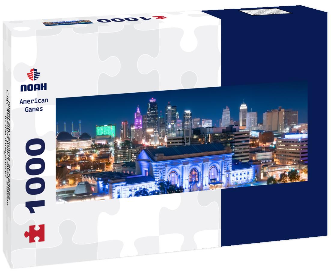 Noah Jigsaw Puzzle Night city skyline of Kansas City, Missouri with Union Station in the foreground panorama 1000 pieces