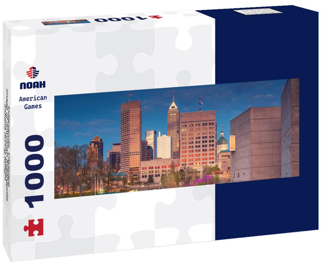 Noah Jigsaw Puzzle Indianapolis. Cityscape image of downtown Indianapolis, Indiana during twilight blue hour panorama 1000 pieces