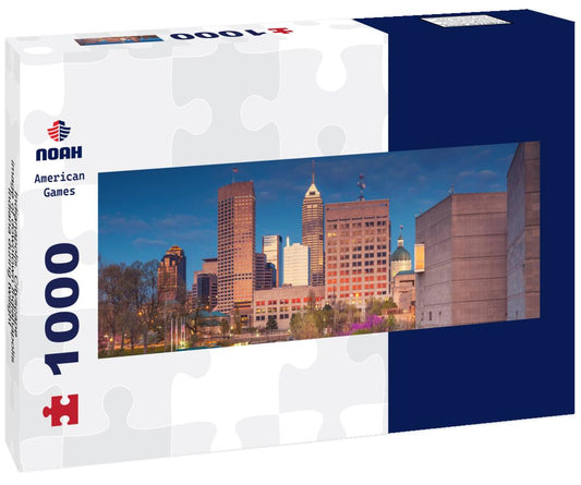 Noah Jigsaw Puzzle Indianapolis. Cityscape image of downtown Indianapolis, Indiana during twilight blue hour panorama 1000 pieces