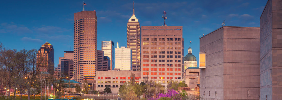 Noah Jigsaw Puzzle Indianapolis. Cityscape image of downtown Indianapolis, Indiana during twilight blue hour panorama 1000 pieces