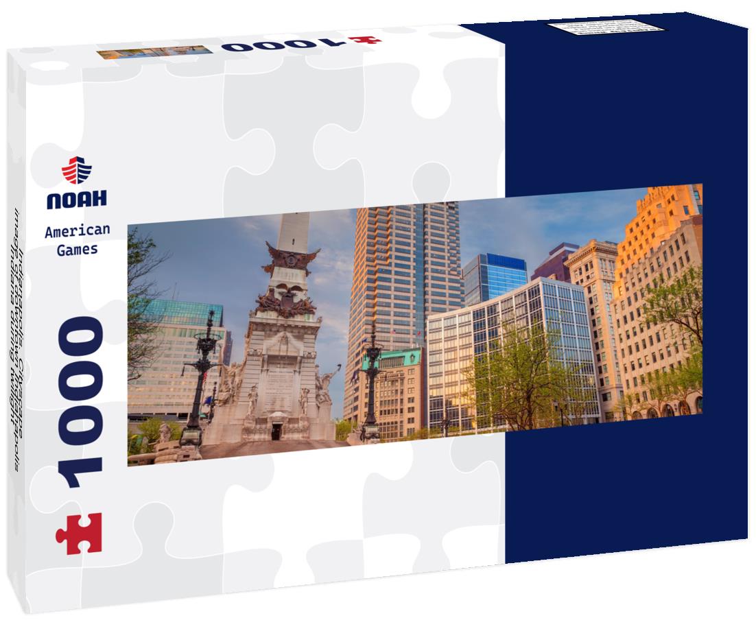 Noah Jigsaw Puzzle Indianapolis. Cityscape image of downtown Indianapolis, Indiana during twilight blue hour panorama 1000 pieces