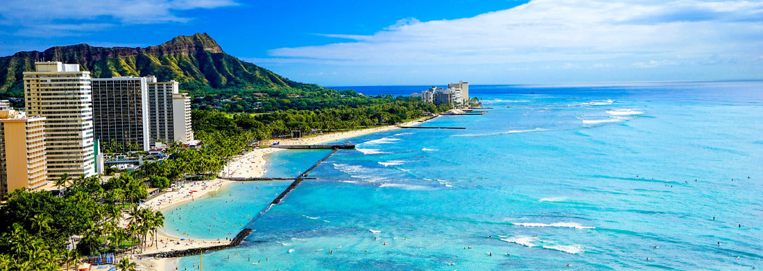 Waikiki Beach and Diamond Head, Honolulu, Oahu Island, Hawaii 1000pc Panoramic Puzzle