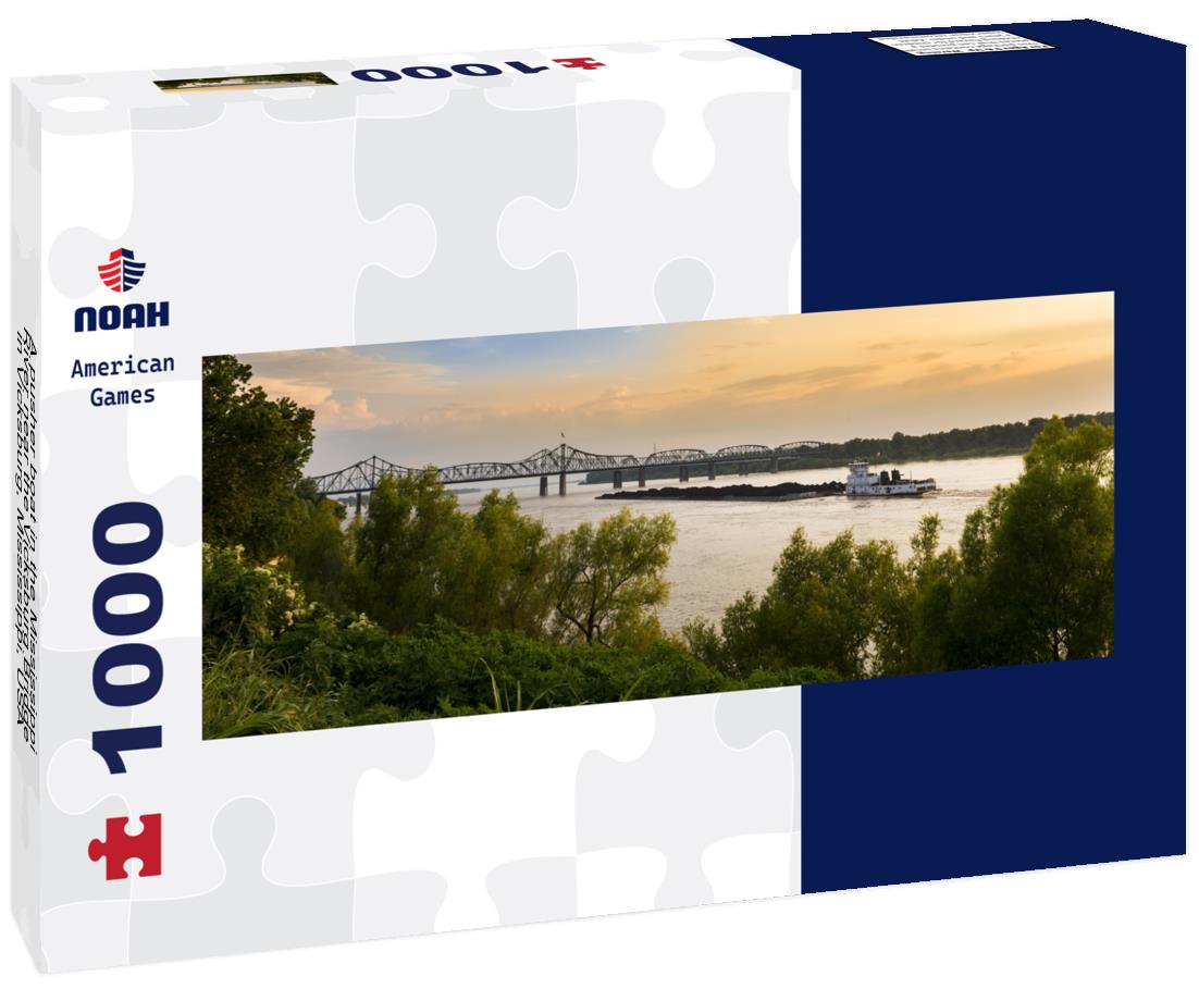 Noah Jigsaw Puzzle A pusher boat in the Mississippi River near the Vicksburg Bridge in Vicksburg, Mississippi, USA panorama 1000 pieces