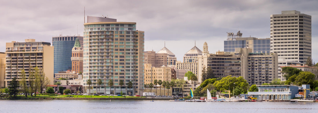 Noah Jigsaw Puzzle Downtown Oakland as seen from across the Merritt Lake on a cloudy spring day, San Francisco Bay Area, California panorama 1000 pieces