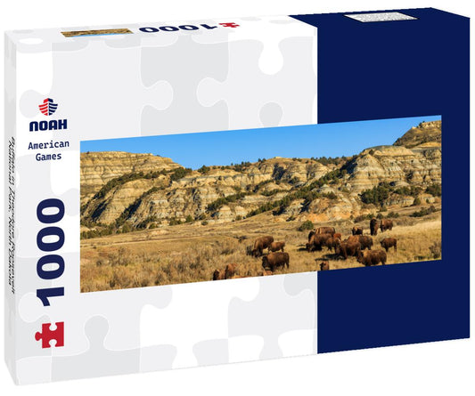 Noah Jigsaw Puzzle Buffalo in Theodore Roosevelt National Park, North Dakota panorama 1000 pieces