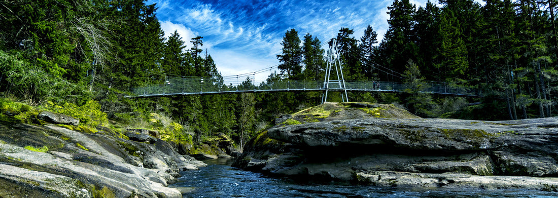Noah Jigsaw Puzzle Top of suspension bridge on English River at Beautiful Day, Parksville Canada panorama 1000 pieces