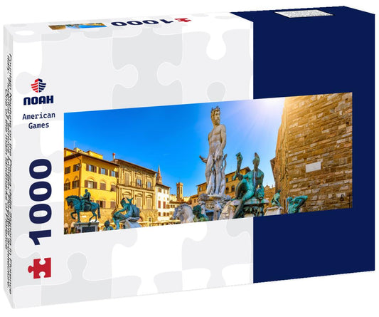 Noah Jigsaw Puzzle Fountain Neptune on the Piazza della Signoria in Florence, Italy. Florence's famous fountain. Florentine architecture. One of the main landmarks of Florence panorama 1000 pieces