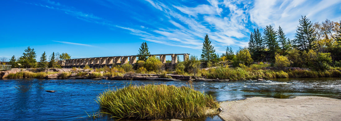 Noah Jigsaw Puzzle Indian summer in Manitoba, Canada. The concept of ecological and recreational tourism. The ruins of the old dam in the park of the old Pinawa dams panorama 1000 pieces