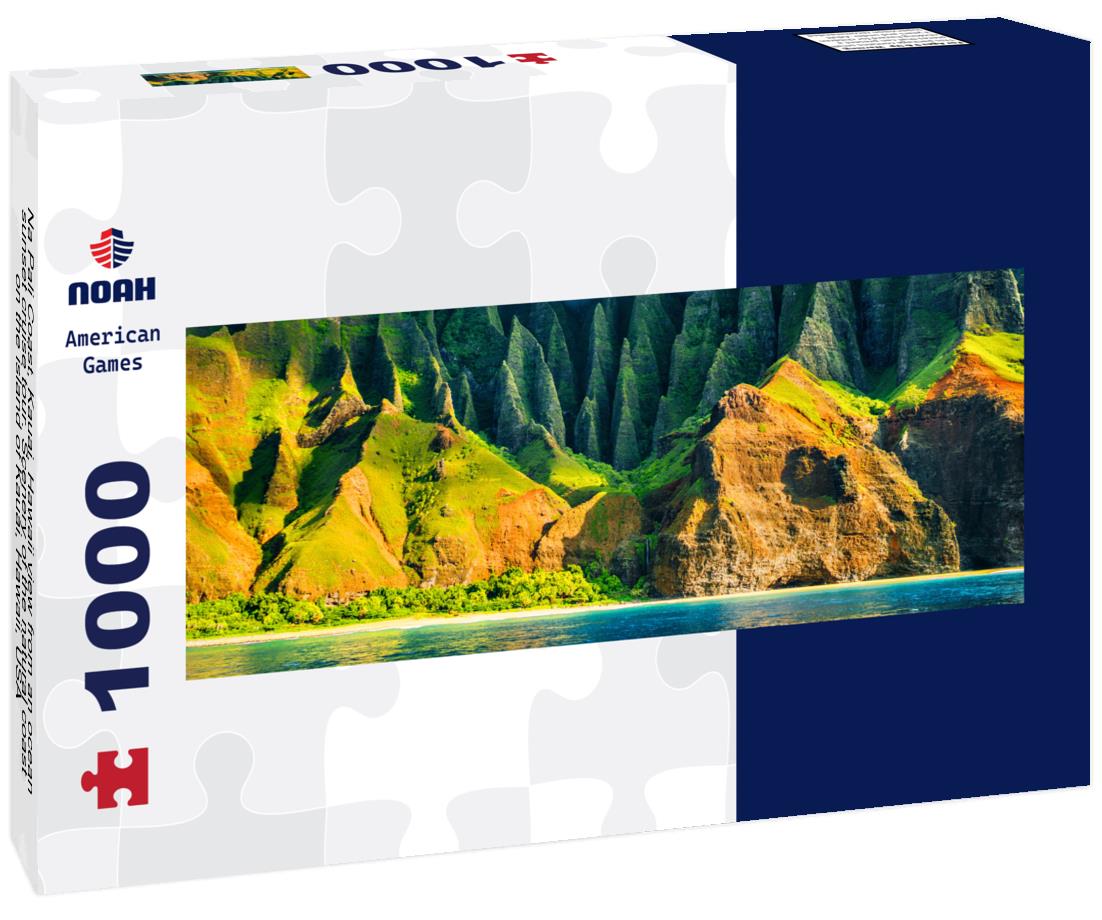 Noah Jigsaw Puzzle Na Pali Coast, Kauai, Hawaii view from an ocean sunset cruise tour. Scenery of the natural coast on the island of Kauai, Hawaii, USA panorama 1000 pieces