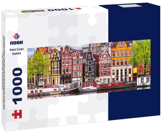 Noah Jigsaw Puzzle Amsterdam Dutch dance houses over the Amstel river landmark in the old European city spring landscape panorama 1000 pieces