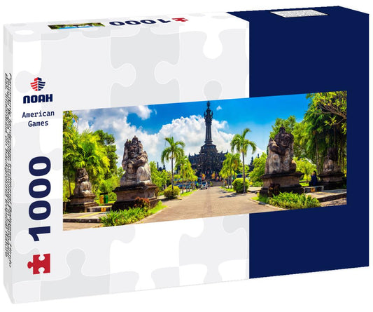 Noah Jigsaw Puzzle Panoramic landscape traditional Balinese Hindu temple Bajra Sandhi monument in Denpasar, Bali, Indonesia on background tropical nature and blue summer sky, Indonesia panorama 1000 pieces