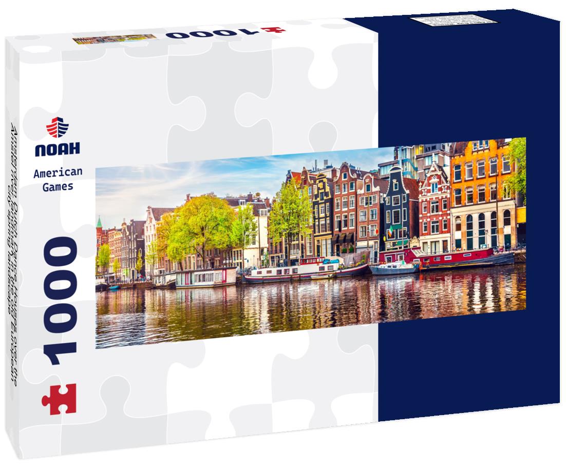 Noah Jigsaw Puzzle Amsterdam Dutch Dance Houses over the Amstel river landmark in the old European city spring landscape panorama 1000 pieces