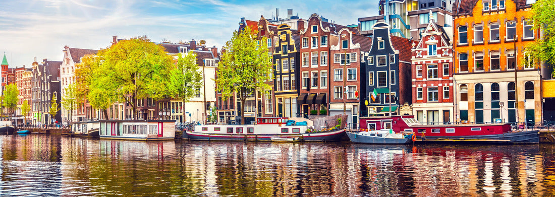 Noah Jigsaw Puzzle Amsterdam Dutch Dance Houses over the Amstel river landmark in the old European city spring landscape panorama 1000 pieces