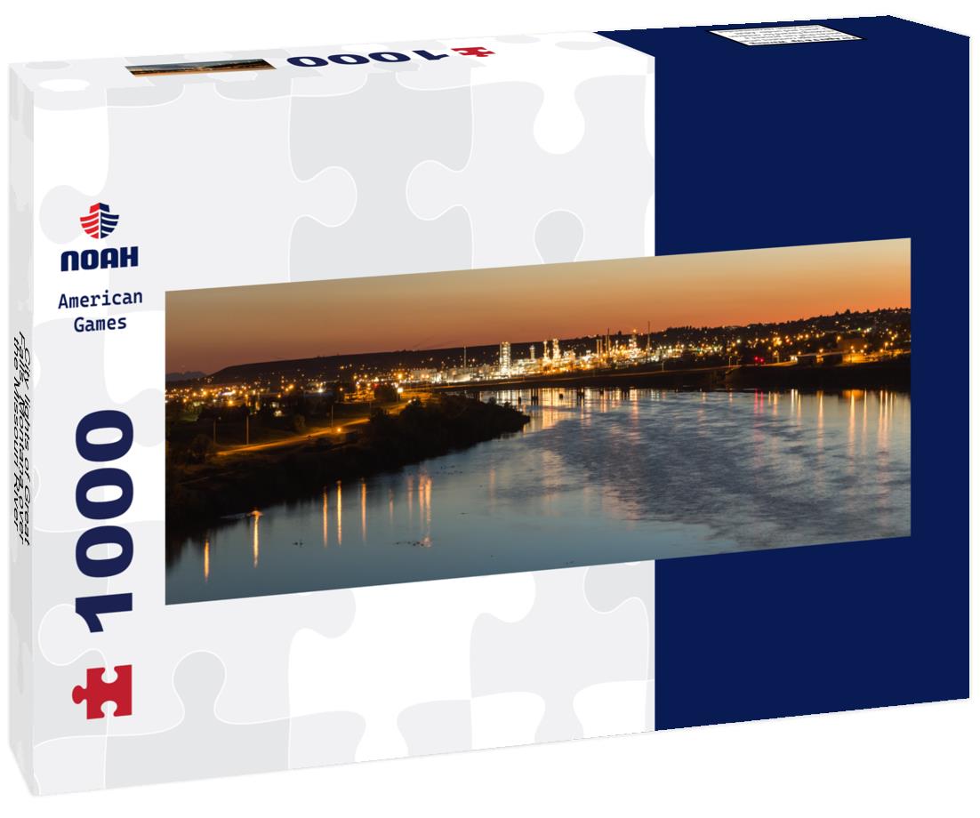Noah Jigsaw Puzzle City lights of Great Falls, Montana over the Missouri River panorama 1000 pieces