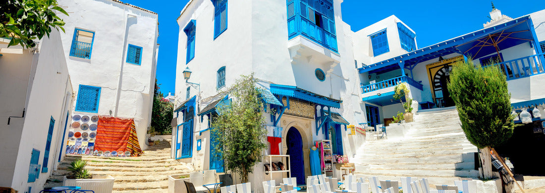 Noah Jigsaw Puzzle Townscape with typical white, blue houses in the village of Sidi Bou Said. Tunisia panorama 1000 pieces
