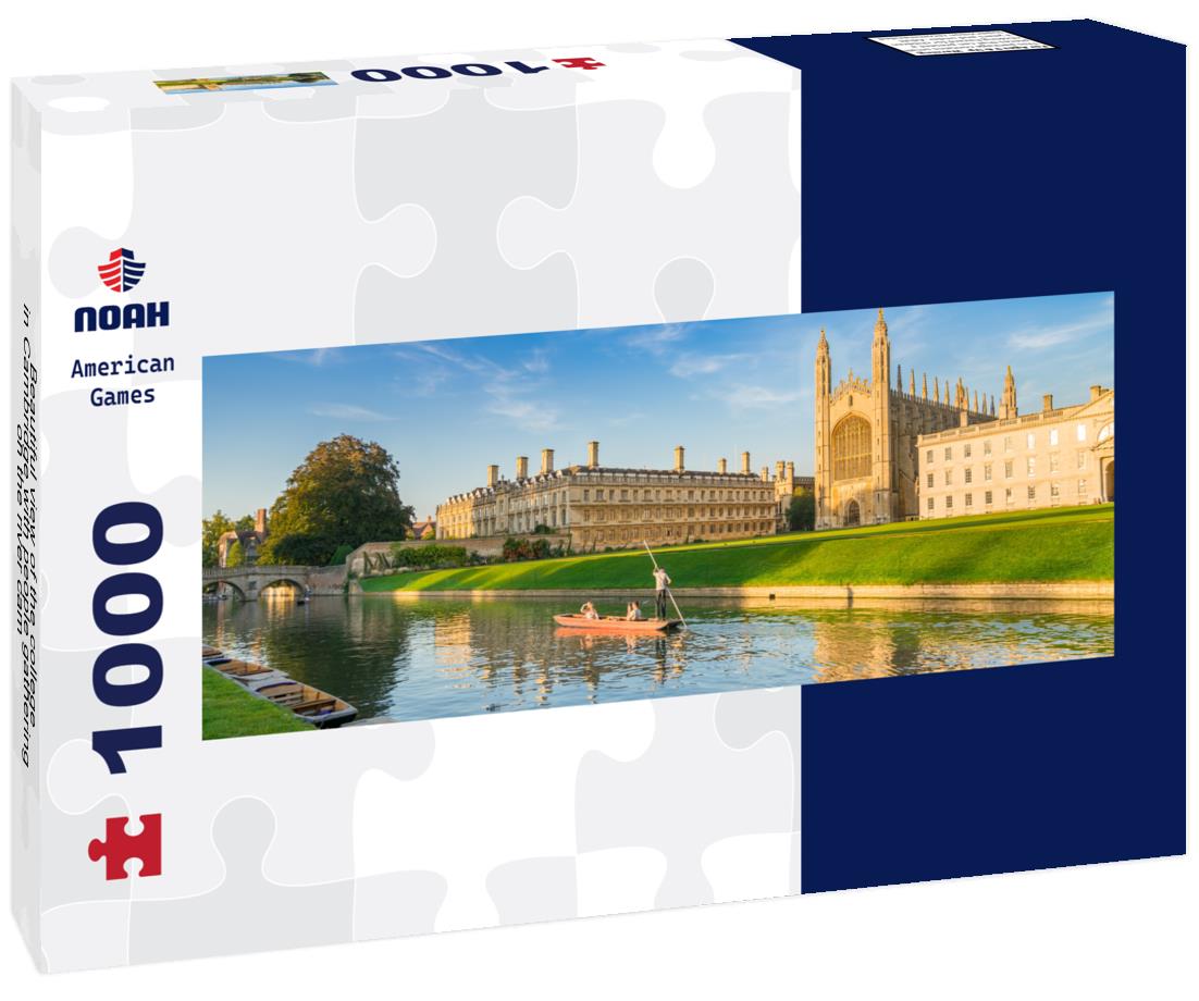 Noah Jigsaw Puzzle Beautiful view of the college in Cambridge with people gathering on the river cam panorama 1000 pieces