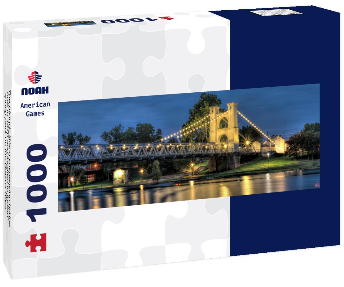 Noah Jigsaw Puzzle The historic Waco suspension bridge, built in 1870 and located in Indian spring park on the Brazos River panorama 1000 pieces