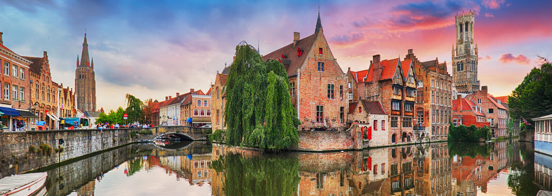 Noah Jigsaw Puzzle Bruges at dramatic sunset, Belgium panorama 1000 pieces