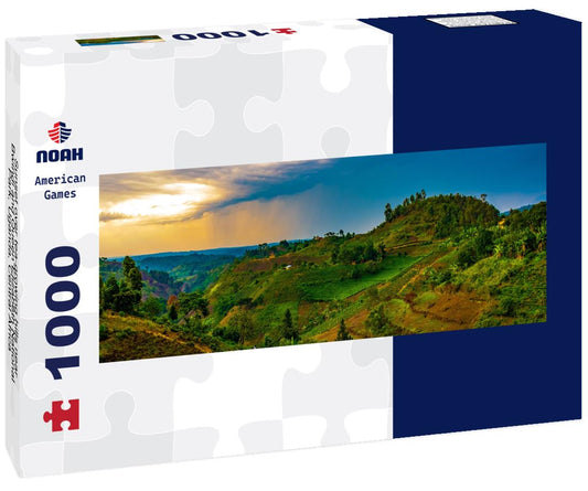 Noah Jigsaw Puzzle Sunset over tea-growing hills near Bwindi and Queen Elizabeth National Park, Uganda, Central Africa panorama 1000 pieces