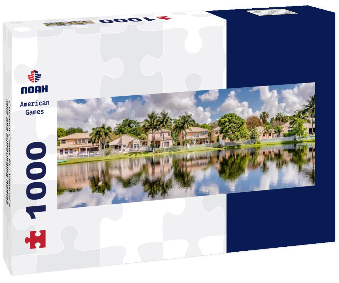 Noah Jigsaw Puzzle Coconut Creek FL: View of a lake and surrounding homes panorama 1000 pieces